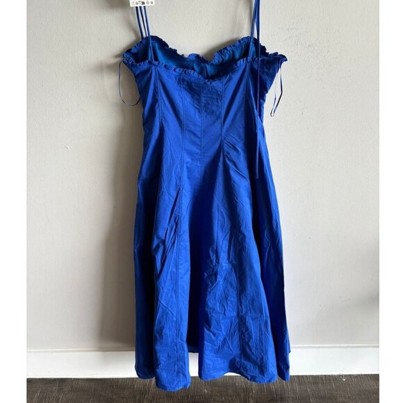 Zara Womens Bloggers Favorite Strappy Poplin Tie Midi Dress Blue Size Medium - Picture 11 of 15